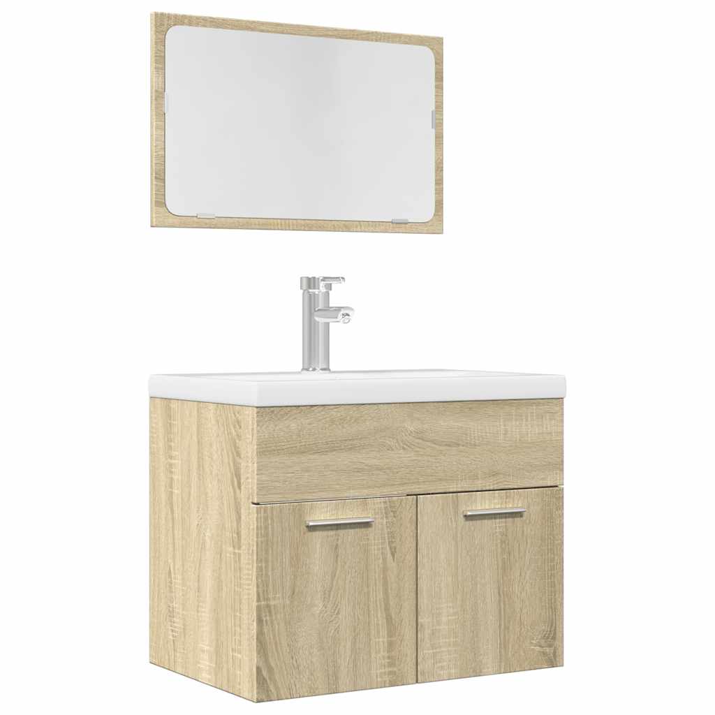 2 Piece Bathroom Furniture Set Sonoma Oak Engineered Wood - Direct Imports