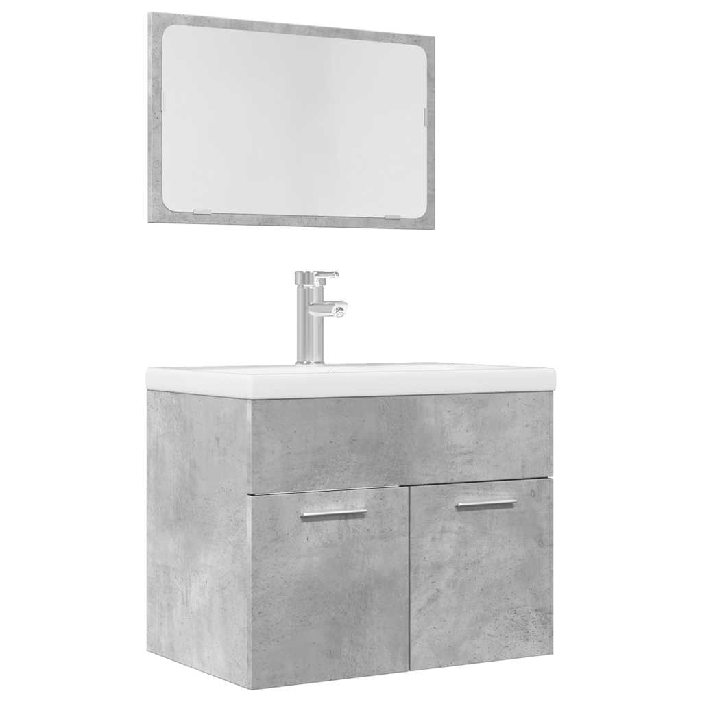 2 Piece Bathroom Furniture Set Concrete Grey Engineered Wood - Style and Chic
