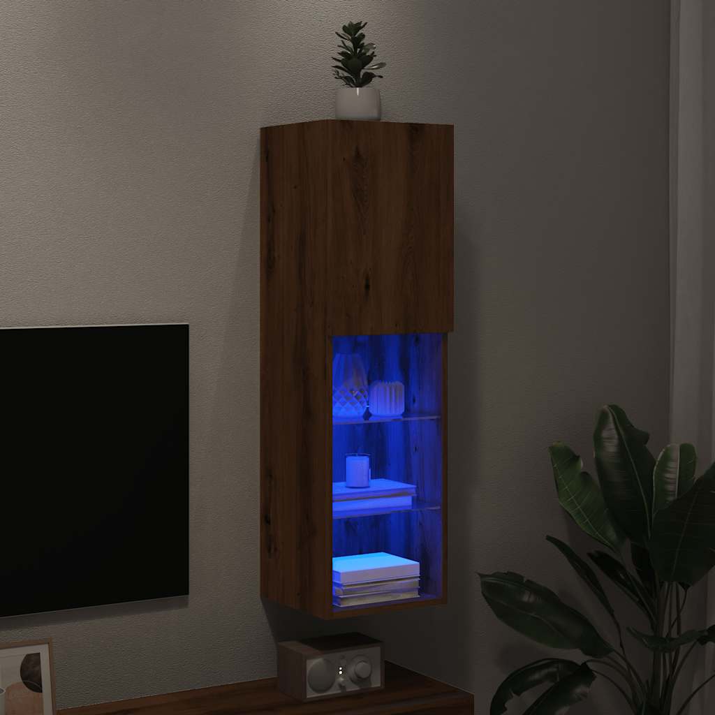 TV Cabinet with LED Lights Artisian Oak 30.5x30x102 cm - Casper Homes