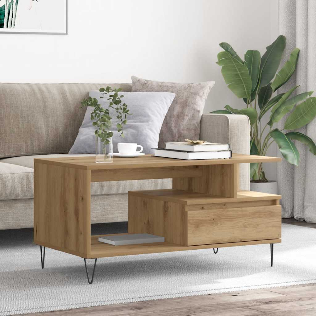 Coffee Table Artisan Oak 90x49x45 cm Engineered Wood - The Home Maker