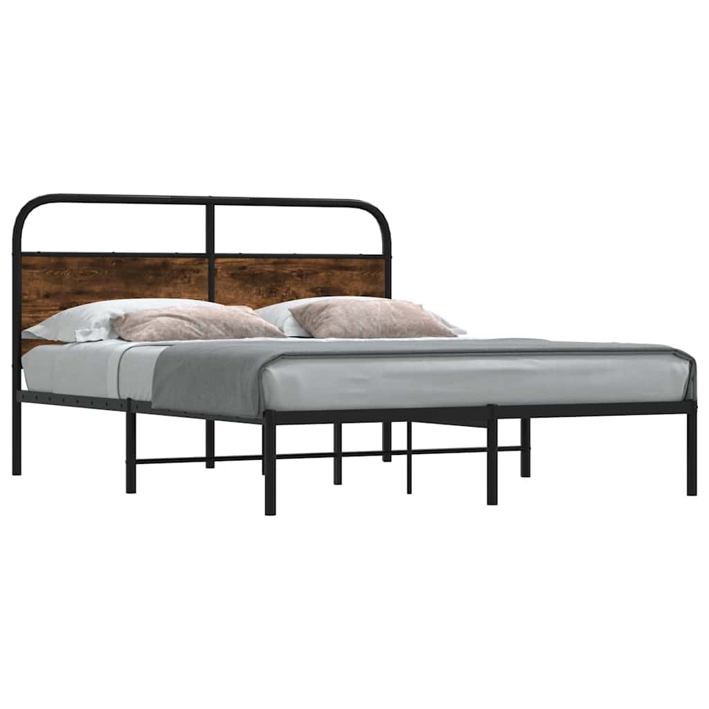 Bedframe 120x190cm Small Double Smoked Oak Engineered Wood - Charlotte Dunes