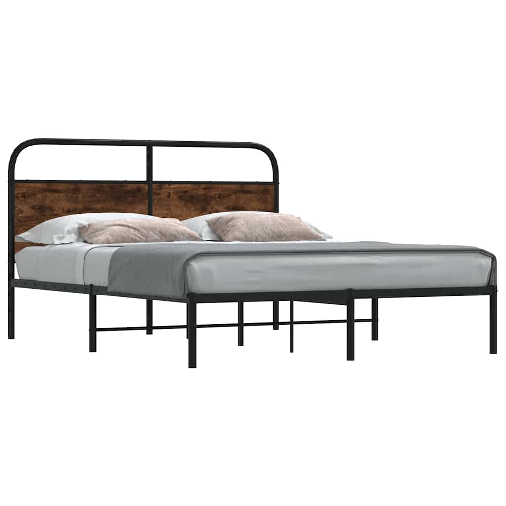 Bedframe 150x200cm King Size Smoked Oak Engineered Wood - Sid & Sam