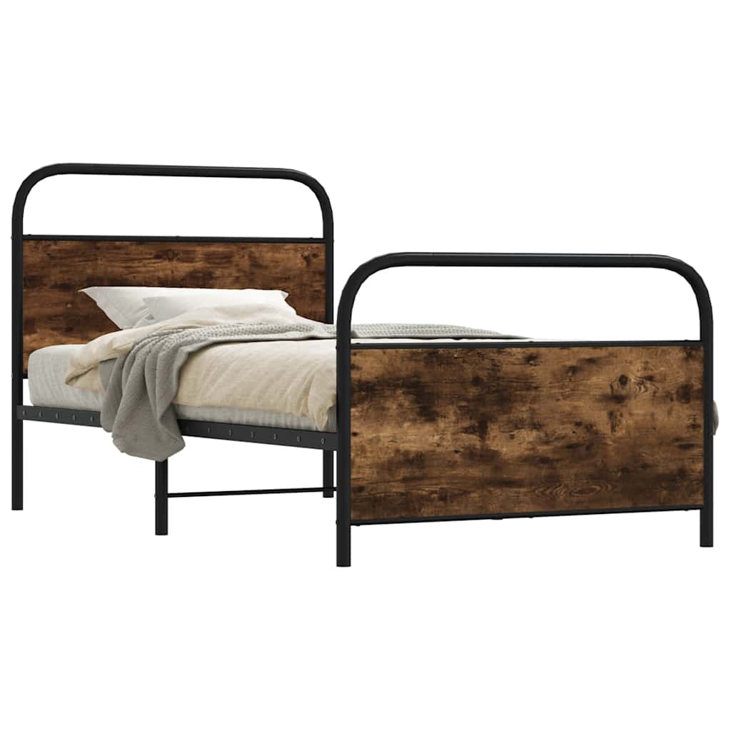 Bedframe 107x203cm Smoked Oak Engineered Wood - Brittle & Co