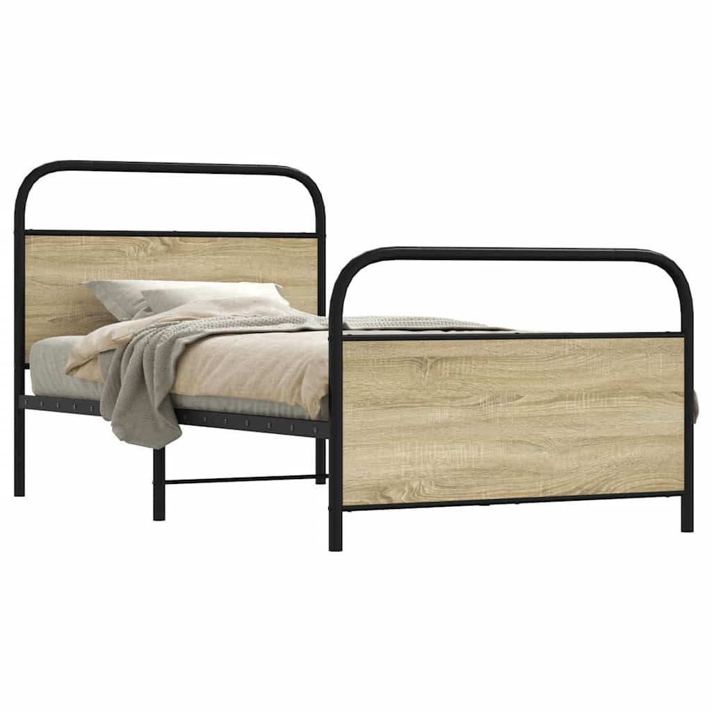 Bedframe 100x190cm Sonoma Oak Engineered Wood - Merkel Designers