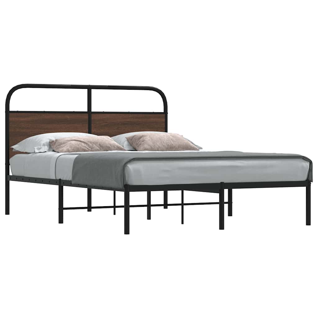Bedframe 120x190cm Small Double Brown Oak Engineered Wood - Design Hut