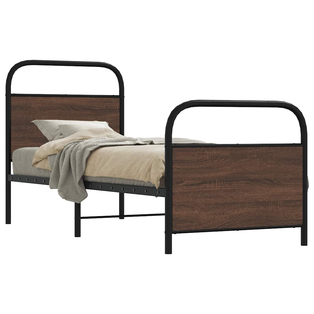 Bedframe 80x200cm Brown Oak Engineered Wood - Design Hut