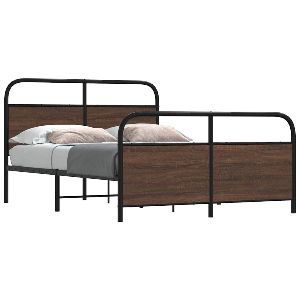 Bedframe 120x200cm Brown Oak Engineered Wood - Merkel Designers