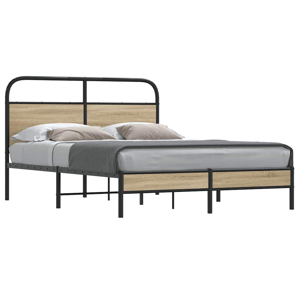 Bedframe 135x190cm Smoked Oak Engineered Wood - Brittle & Co
