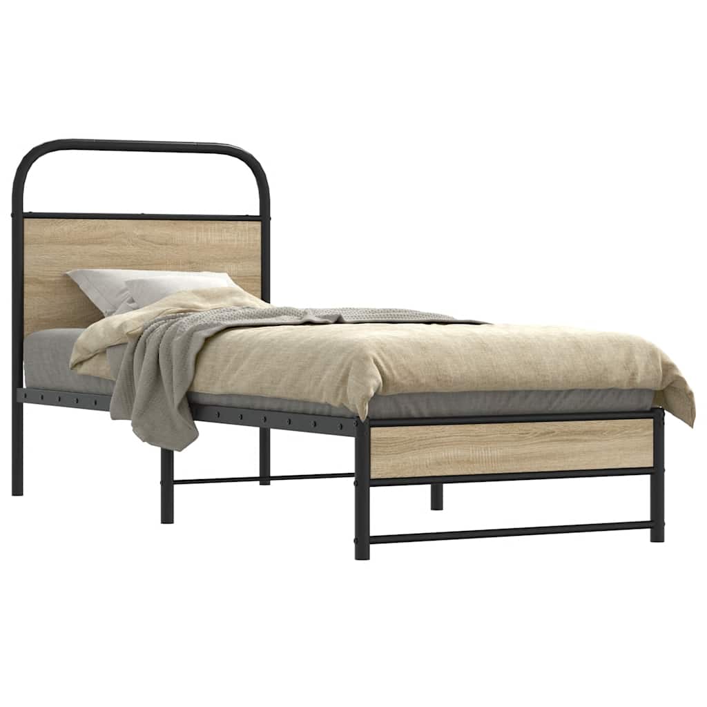 Bedframe 80x200cm Smoked Oak Engineered Wood - Merkel Designers