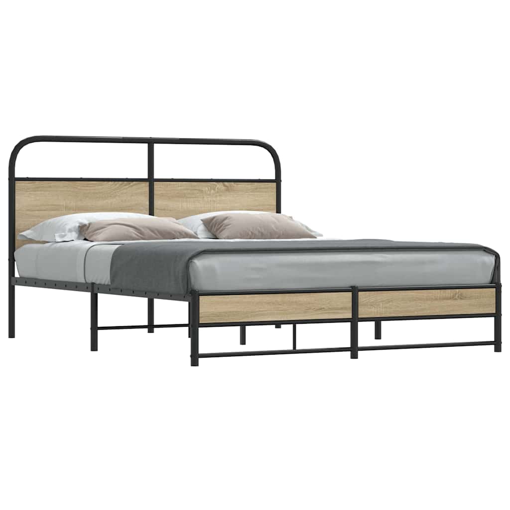 Bedframe 150x200cm Smoked Oak Engineered Wood - Brittle & Co