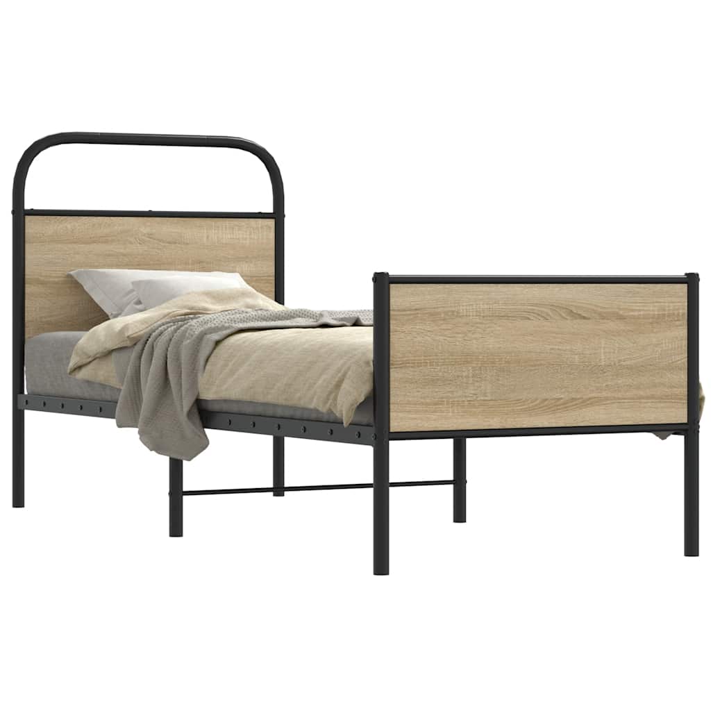 Bedframe without Mattress 75x190cm Sonoma Oak Engineered Wood - Design Hut
