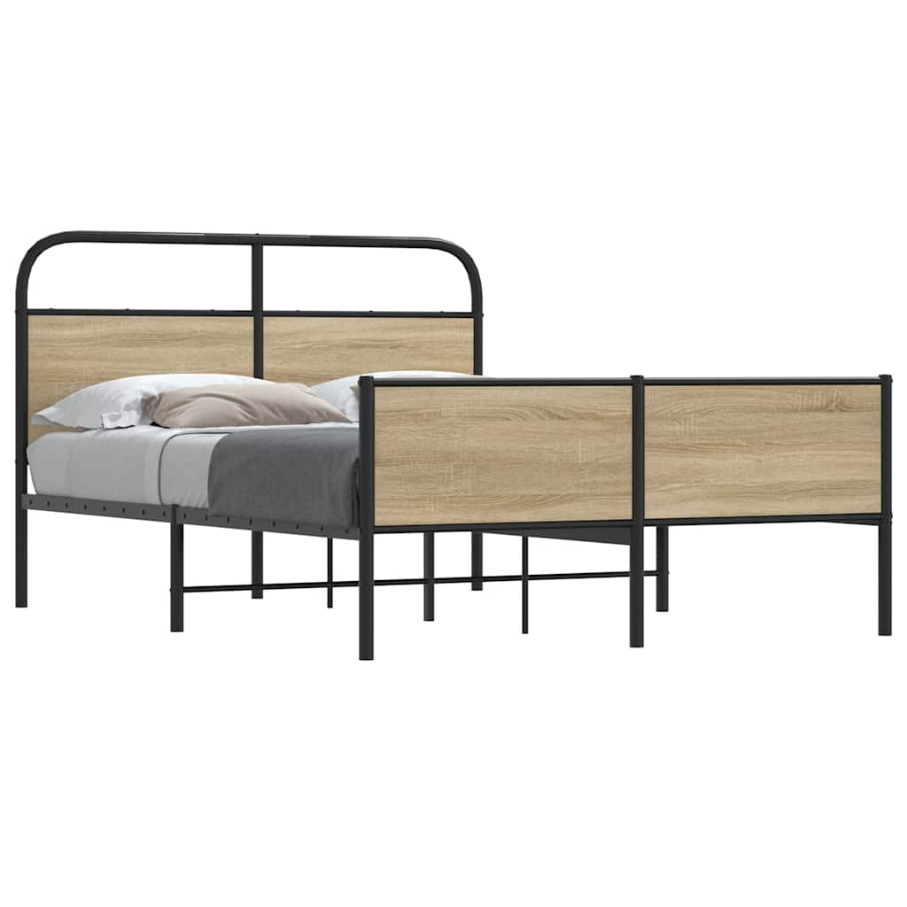 Bedframe 140x200cm Sonoma Oak Engineered Wood - All Things Good