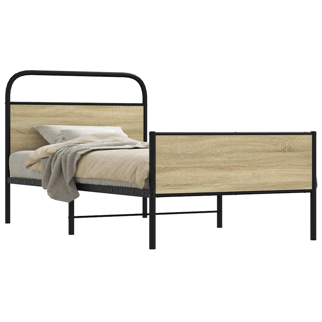 Bedframe 90x200cm Sonoma Oak Engineered Wood - All Things Good