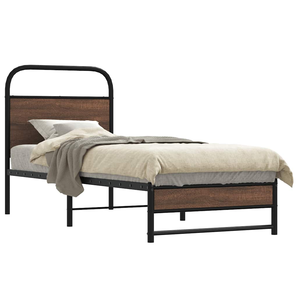 Bedframe 80x200cm Brown Oak Engineered Wood - Merkel Designers