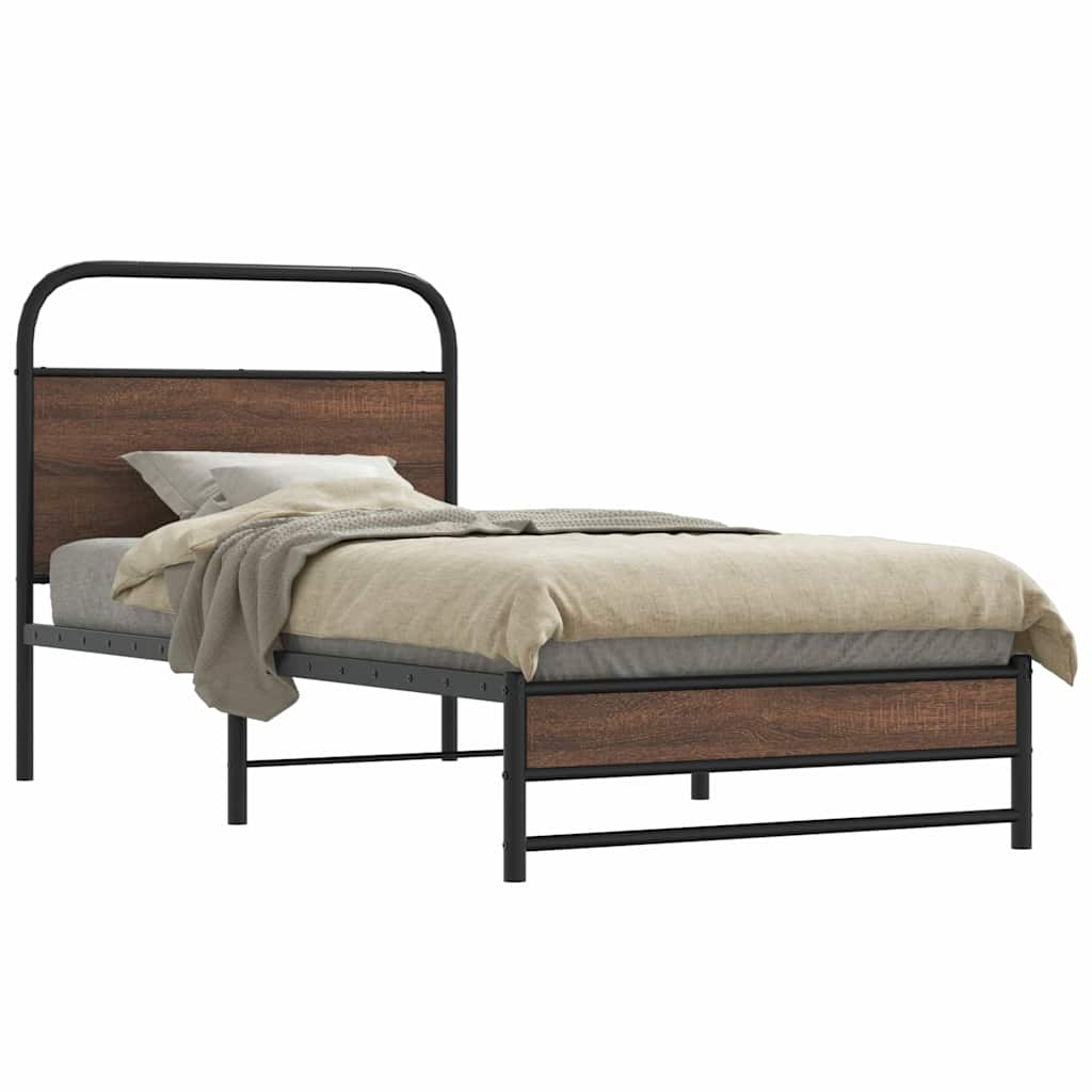 Bedframe 107x203cm Brown Oak Engineered Wood - Merkel Designers