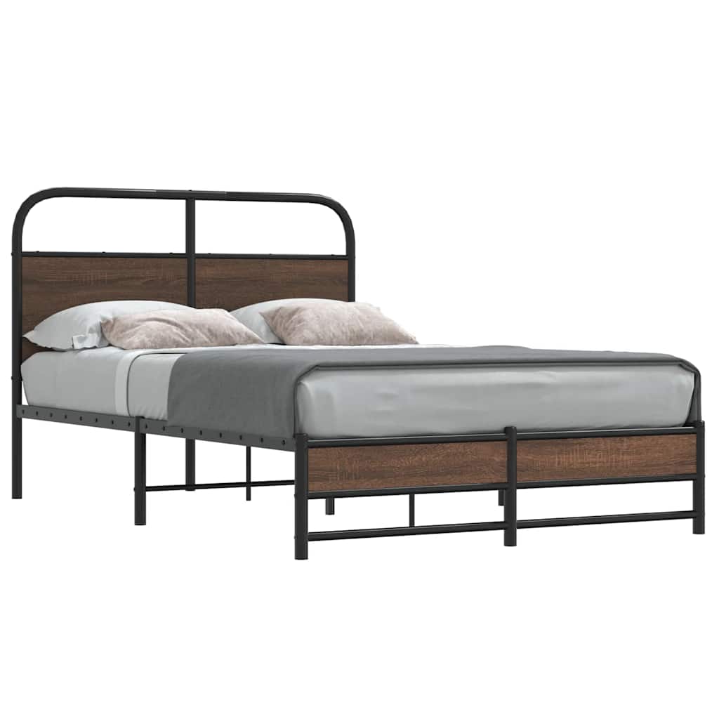Bedframe 120x190cm Brown Oak Engineered Wood - All Things Good