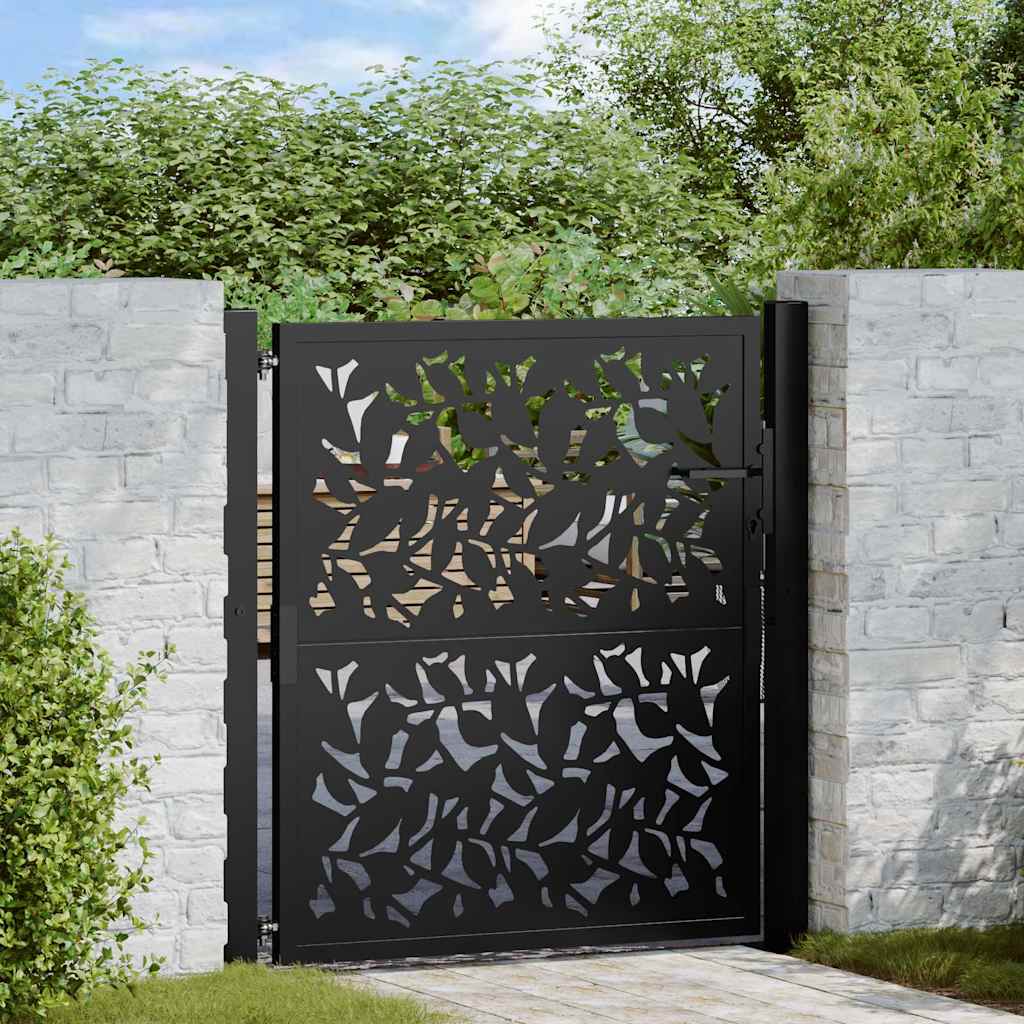 Garden Gate Black 105x106 cm Steel Leaf Design - R and M Furniture