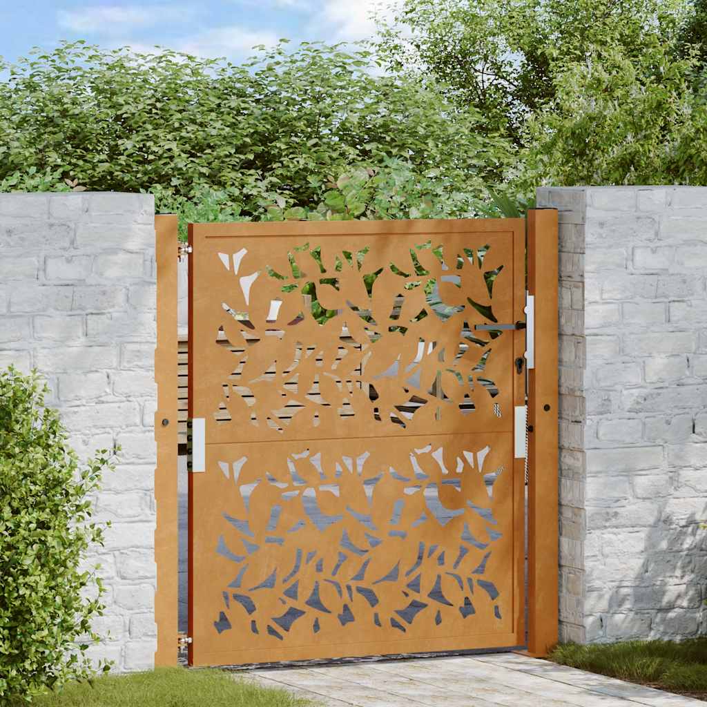 Garden Gate 105x105 cm Weathering Steel Leaf Design - Merkel Designers