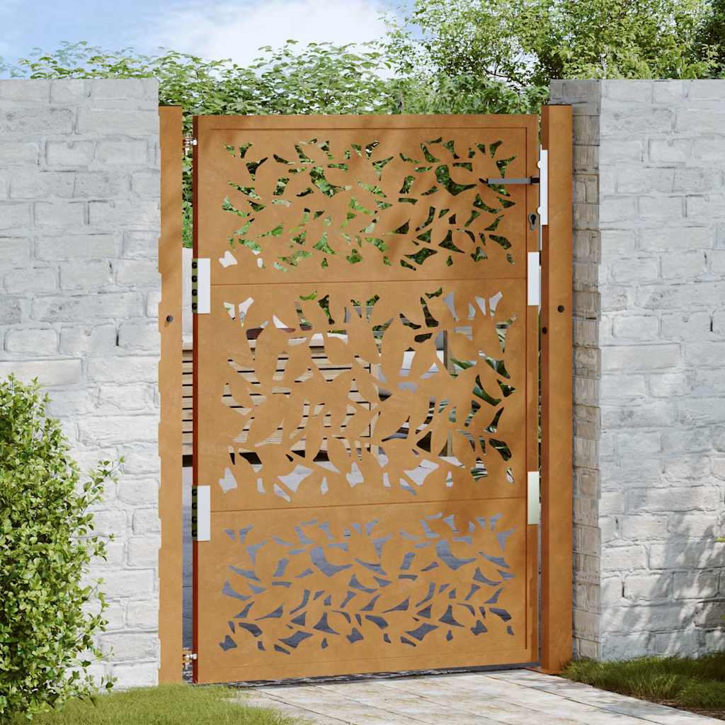 Garden Gate 105x130 cm Weathering Steel Leaf Design - Merkel Designers