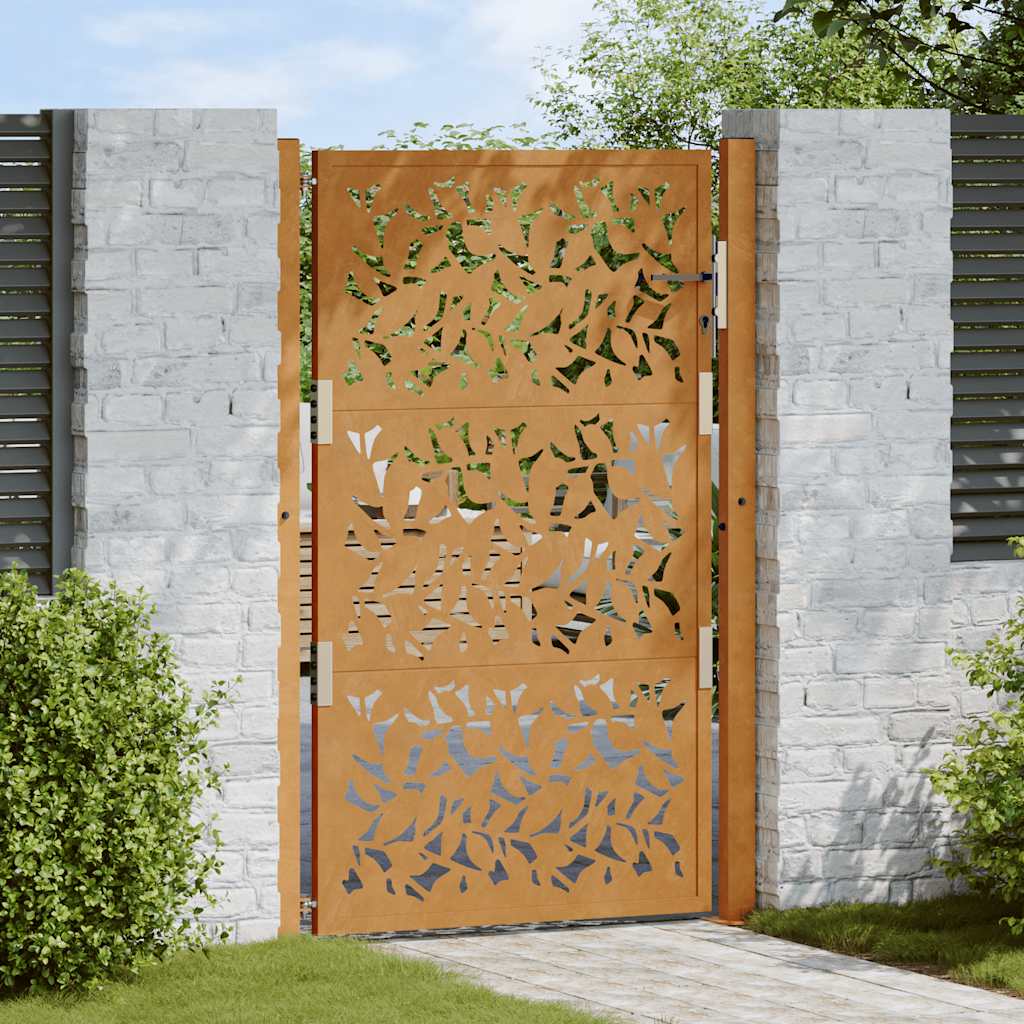 Garden Gate 105x155 cm Weathering Steel Leaf Design - R and M Furniture