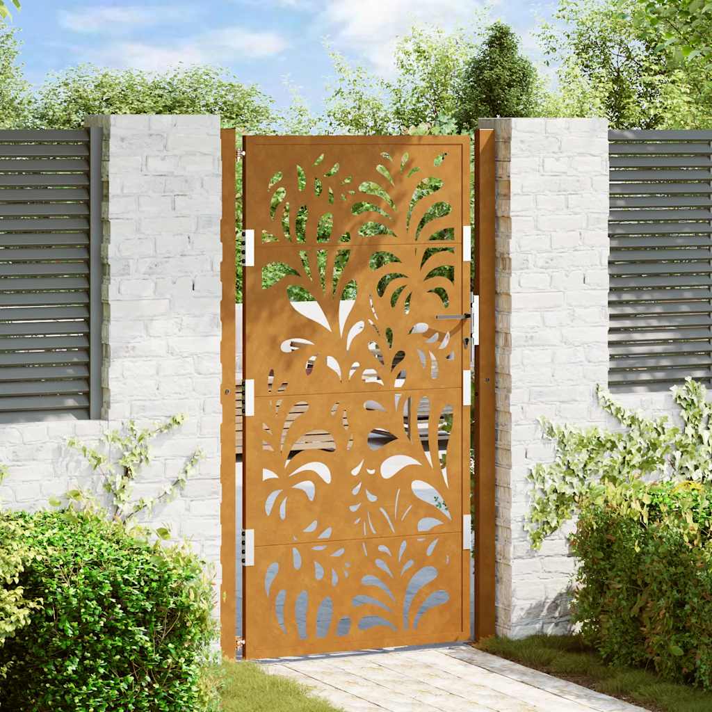 Garden Gate 105x180 cm Weathering Steel Wave Design - Casper Homes
