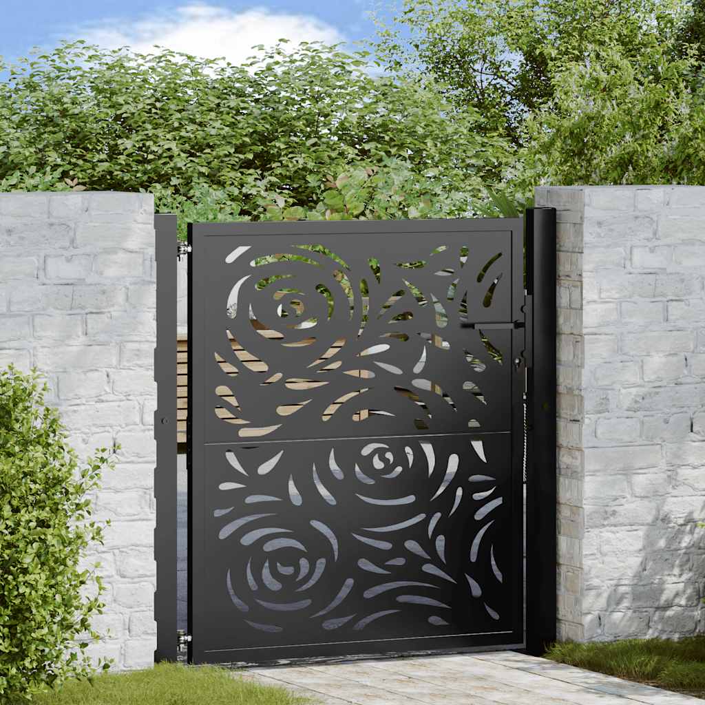 Garden Gate Black 105x106 cm Steel Flame Design - The Home Maker