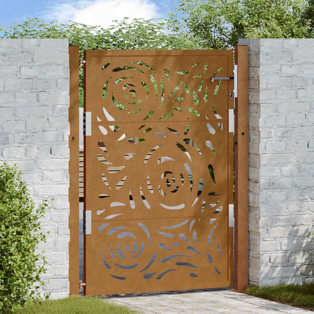 Garden Gate 105x130 cm Weathering Steel Flame Design - Style and Chic