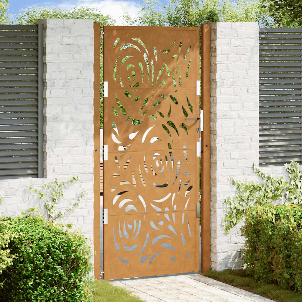 Garden Gate 105x205 cm Weathering Steel Flame Design - Casper Homes