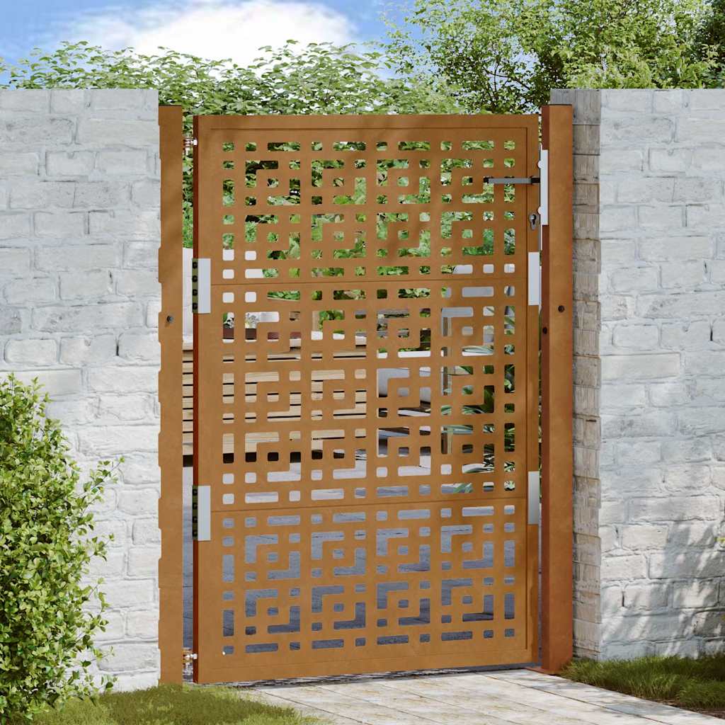 Garden Gate 105x130 cm Weathering Steel Cross Design - Design Hut