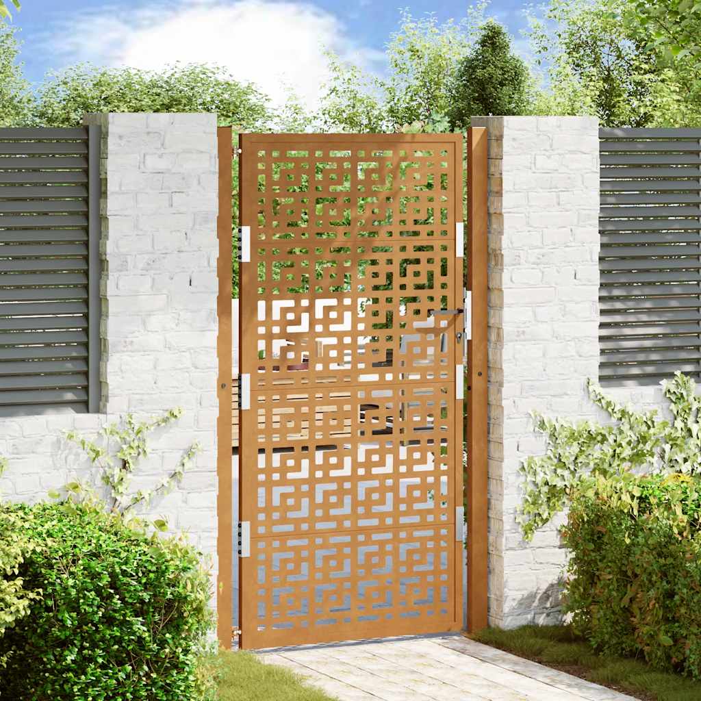 Garden Gate 105x180 cm Weathering Steel Cross Design - Decor Base
