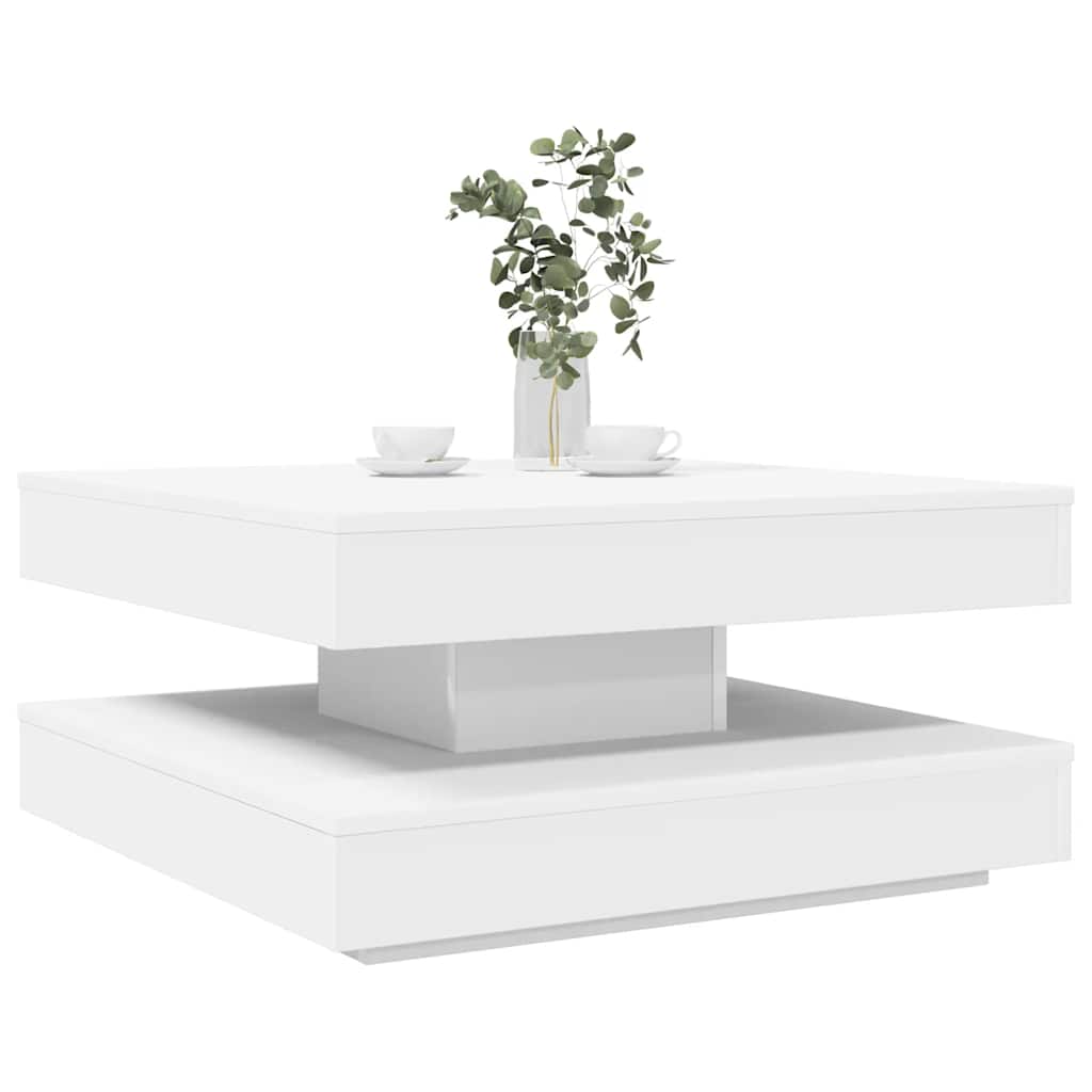 Coffee Table 360-Degree Rotatable White 70x70x34.5 cm - The Home Maker