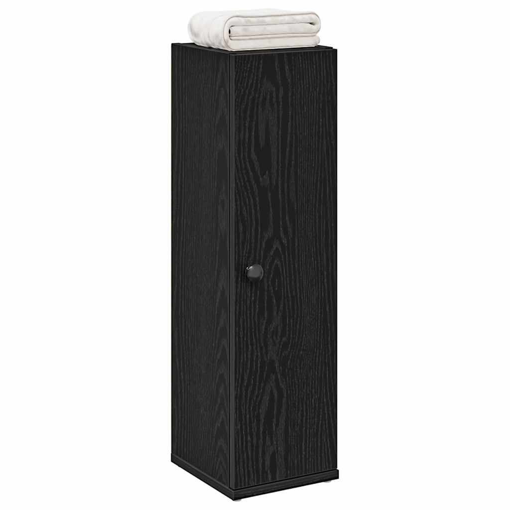 Bathroom Cabinet with Roll Holder Black 20.5x22x72 cm - The Home Maker