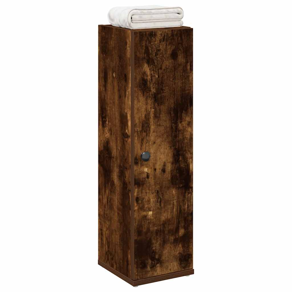 Bathroom Cabinet with Roll Holder Smoked Oak 20.5x22x72 cm - The Home Maker