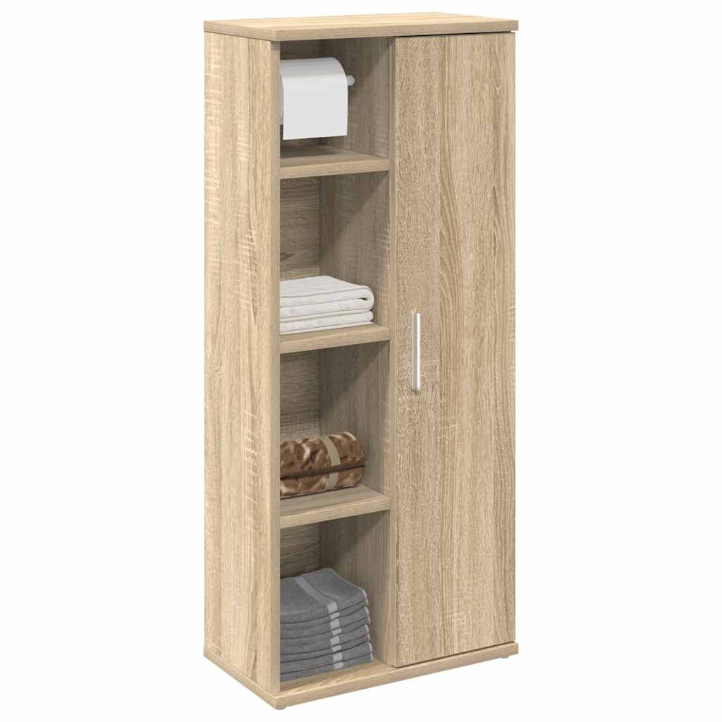 Bathroom Cabinet with Roll Holder Sonoma Oak 39x22x90 cm - The Home Maker