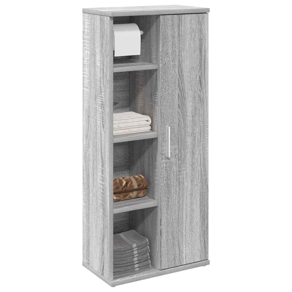 Bathroom Cabinet with Roll Holder Grey Sonoma 39x22x90 cm - The Home Maker