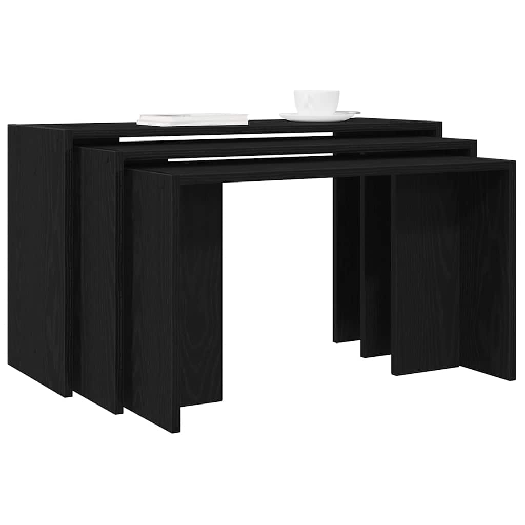 Nesting Tables 3 pcs Black Engineered Wood - Brittle & Co