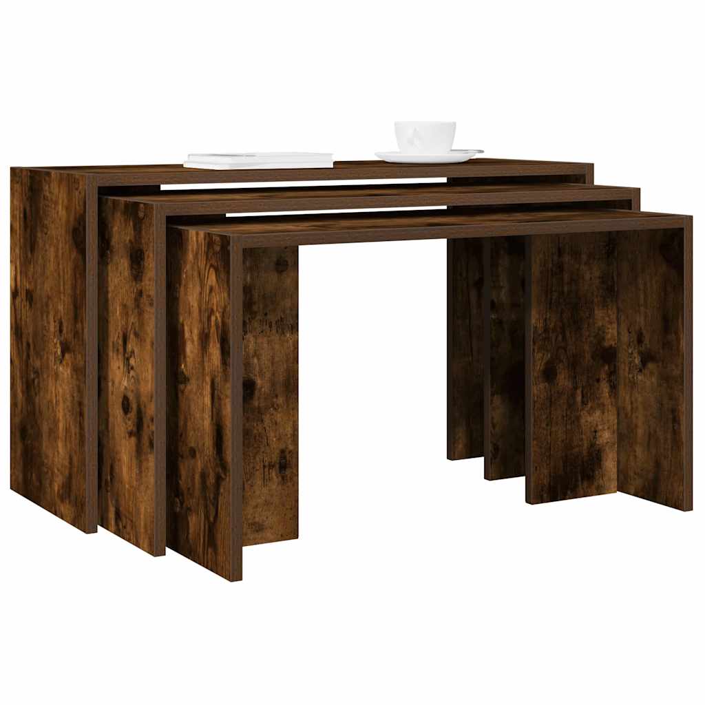 Nesting Tables 3 pcs Smoked Oak Engineered Wood - Millennium Furniture