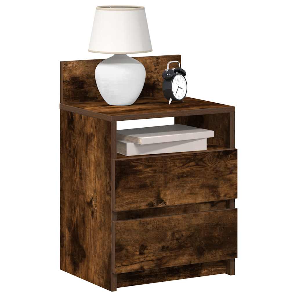 Bedside Cabinets 2 Pieces with 2 Drawers Smoked Oak 40x33x60 cm - The Home Maker
