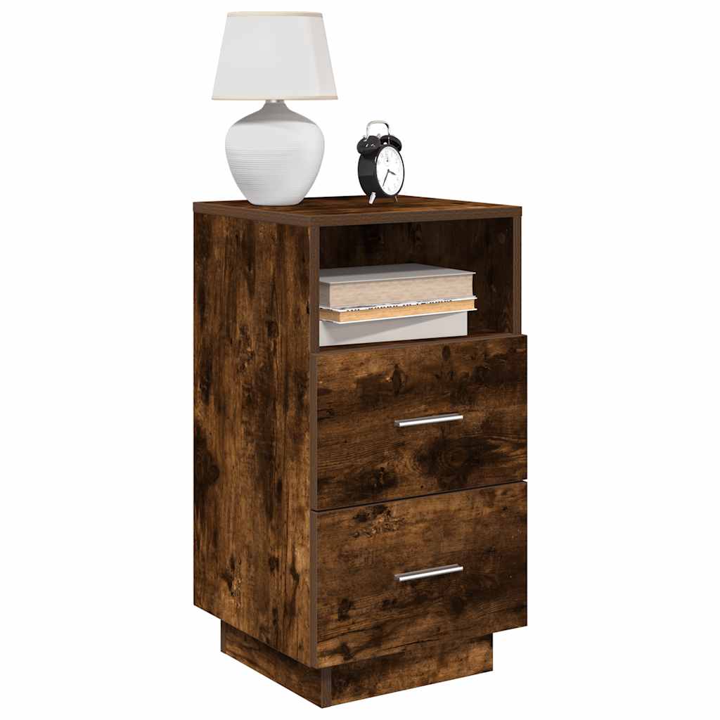 Bedside Cabinets 2 pcs with 2 Drawers Smoked Oak 36x36x68 cm - Brittle & Co