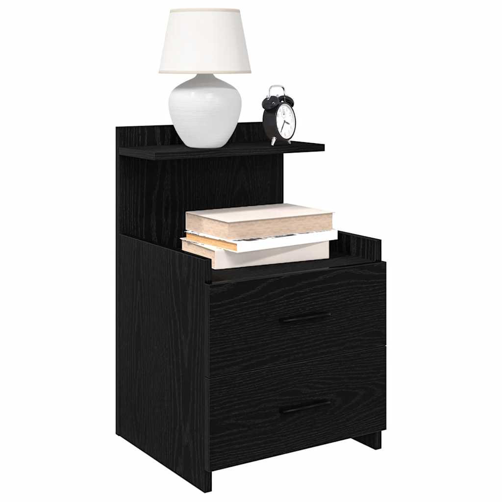 Bedside Cabinet with 2 Drawers Black 40x36.5x62 cm - All Things Good