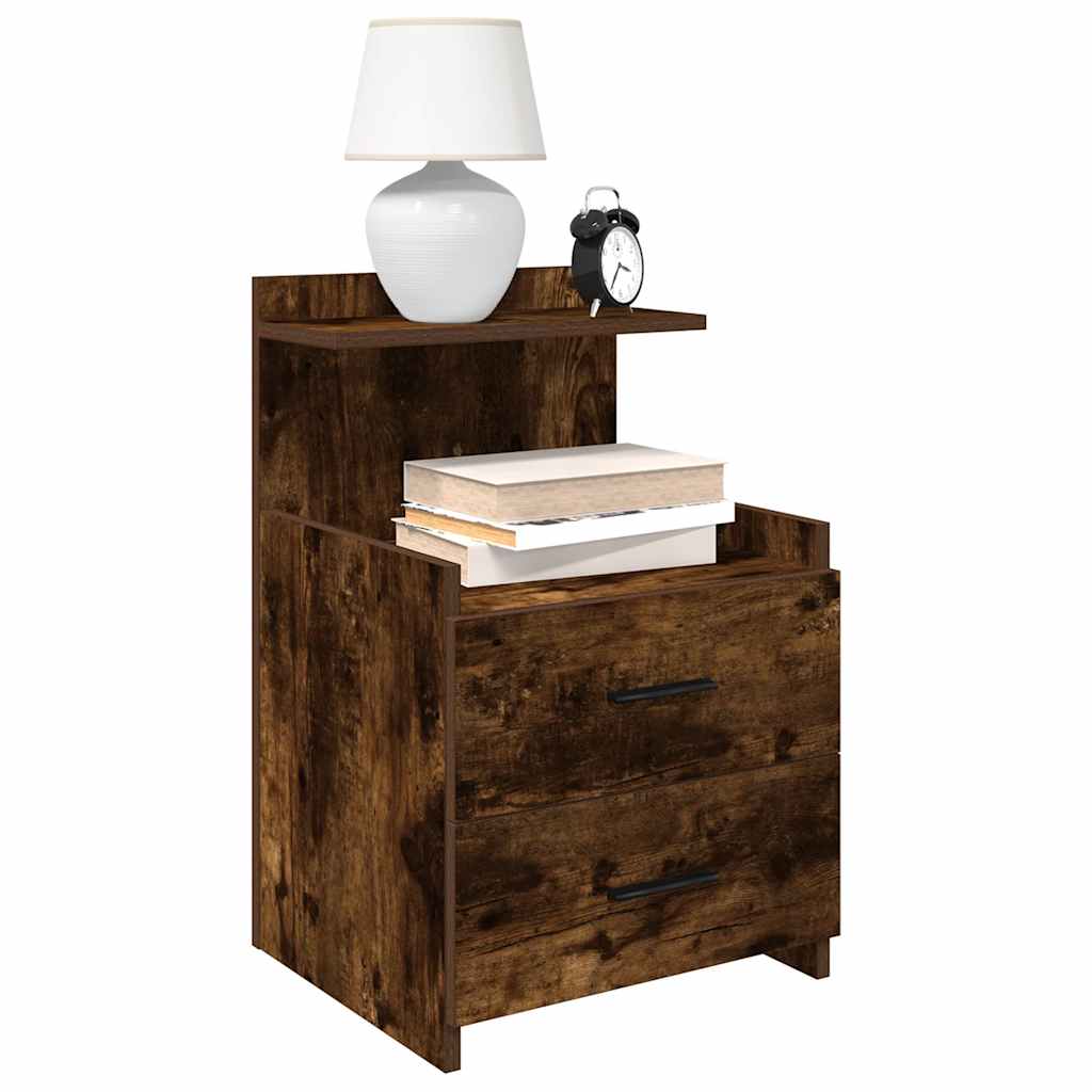 Bedside Cabinets 2 Pieces with 2 Drawers Smoked Oak 40x36.5x62 cm - All Things Good