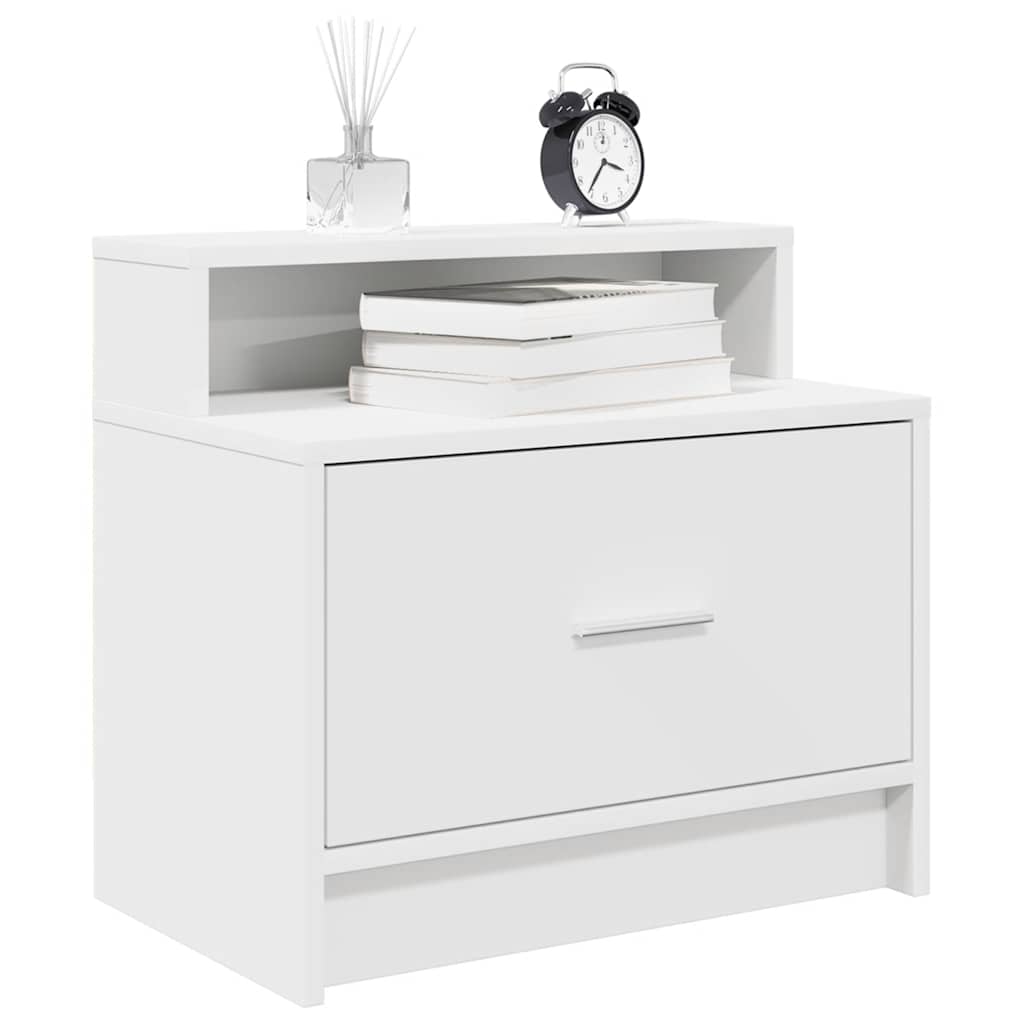 Bedside Cabinets with Drawer 2 pcs White 51x31x47 cm - Decor Base