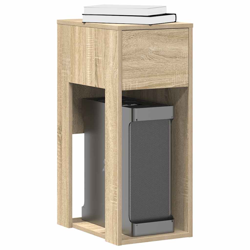 Computer Tower Stand with Drawer Sonoma Oak 30x44x74 cm - The Home Maker