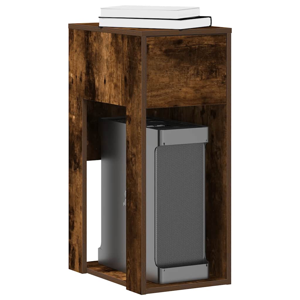 Computer Tower Stand with Drawer Smoked Oak 30x44x74 cm - Millennium Furniture