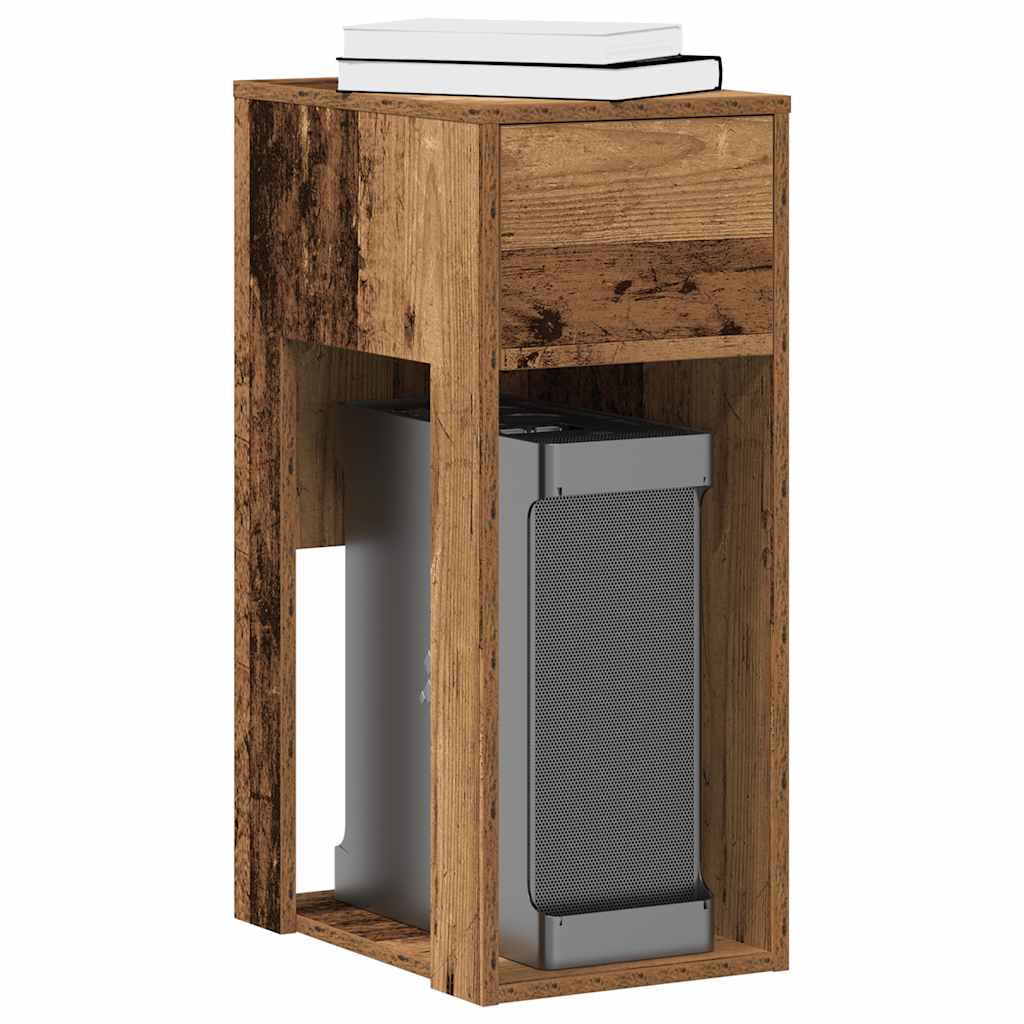Computer Tower Stand with Drawer Old Wood 30x44x74 cm - Brittle & Co