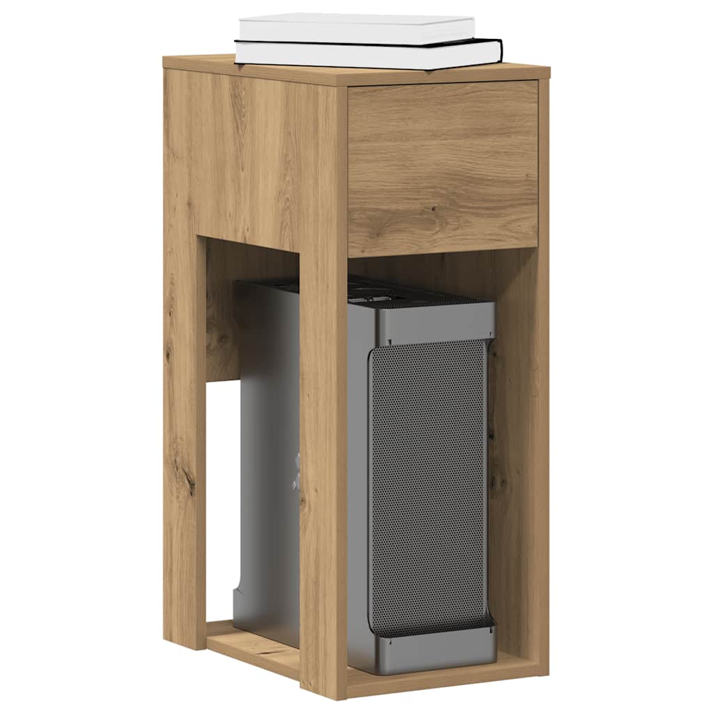 Computer Tower Stand with Drawer Artisan Oak 30x44x74 cm - The Home Maker