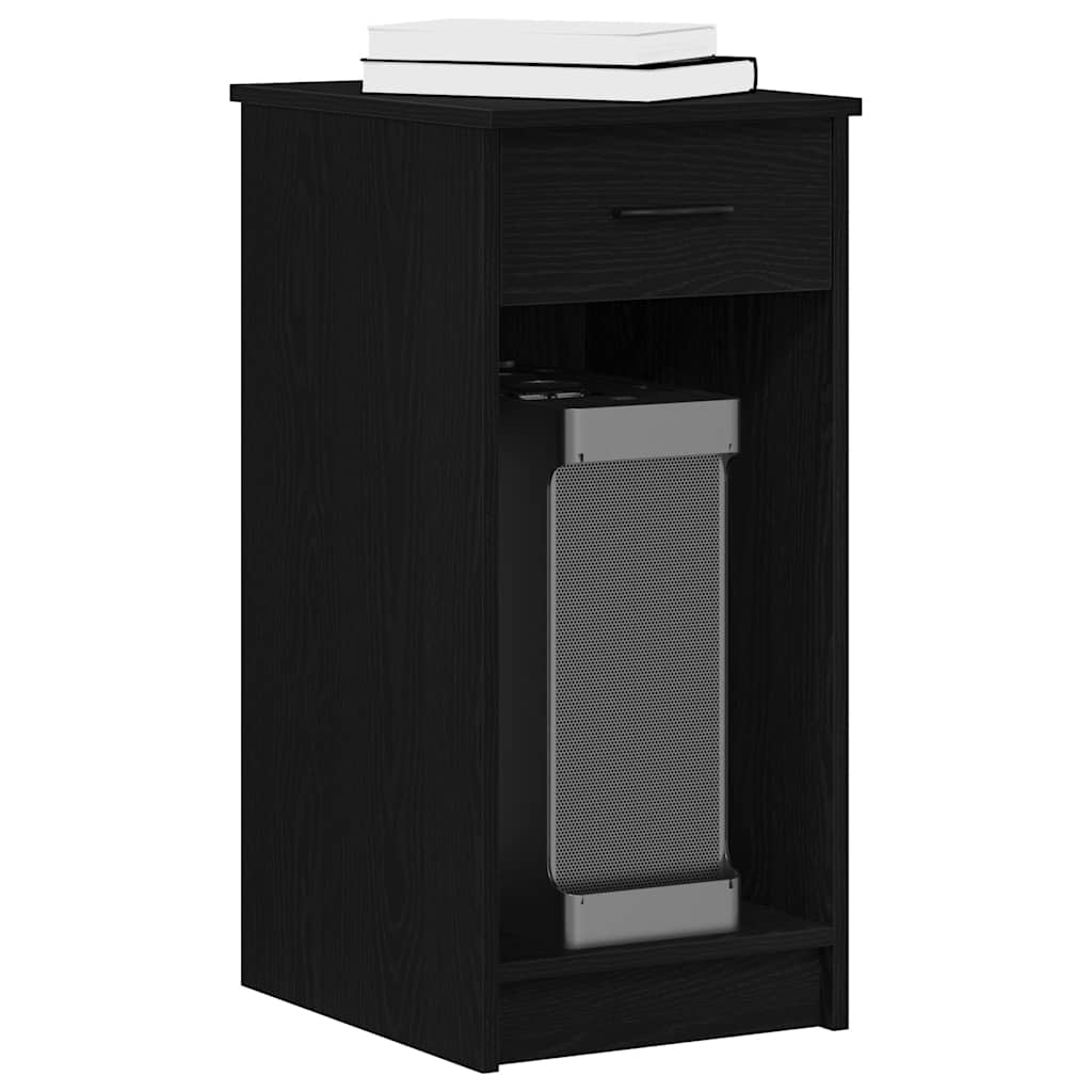 Computer Tower Stand with Drawer Black 35x45x77 cm - Design Hut