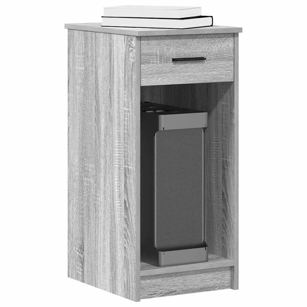 Computer Tower Stand with Drawer Grey Sonoma 35x45x77 cm - Style and Chic