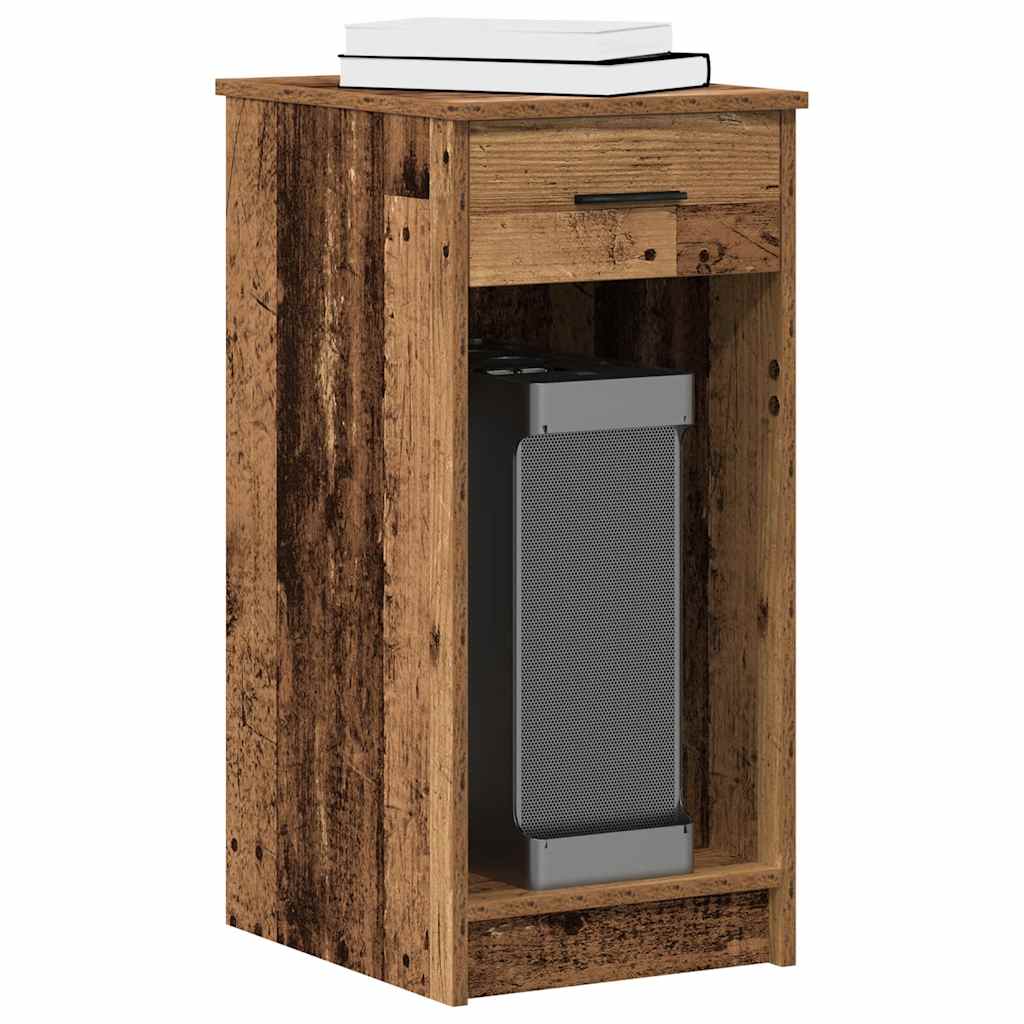 Computer Tower Stand with Drawer Old Wood 35x45x77 cm - All Things Good