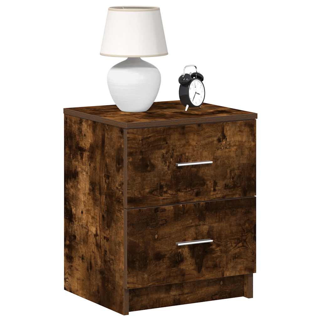Bedside Cabinets 2 Pieces with 2 Drawers Smoked Oak 40x36x50 cm - Charlotte Dunes